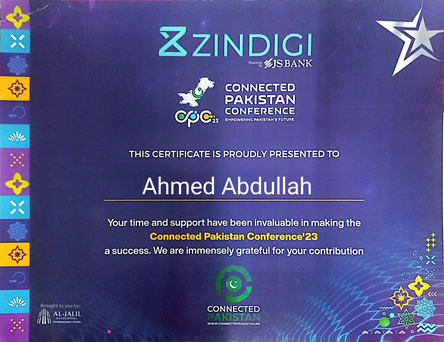 Connected Pakistan Conference '23 certificate